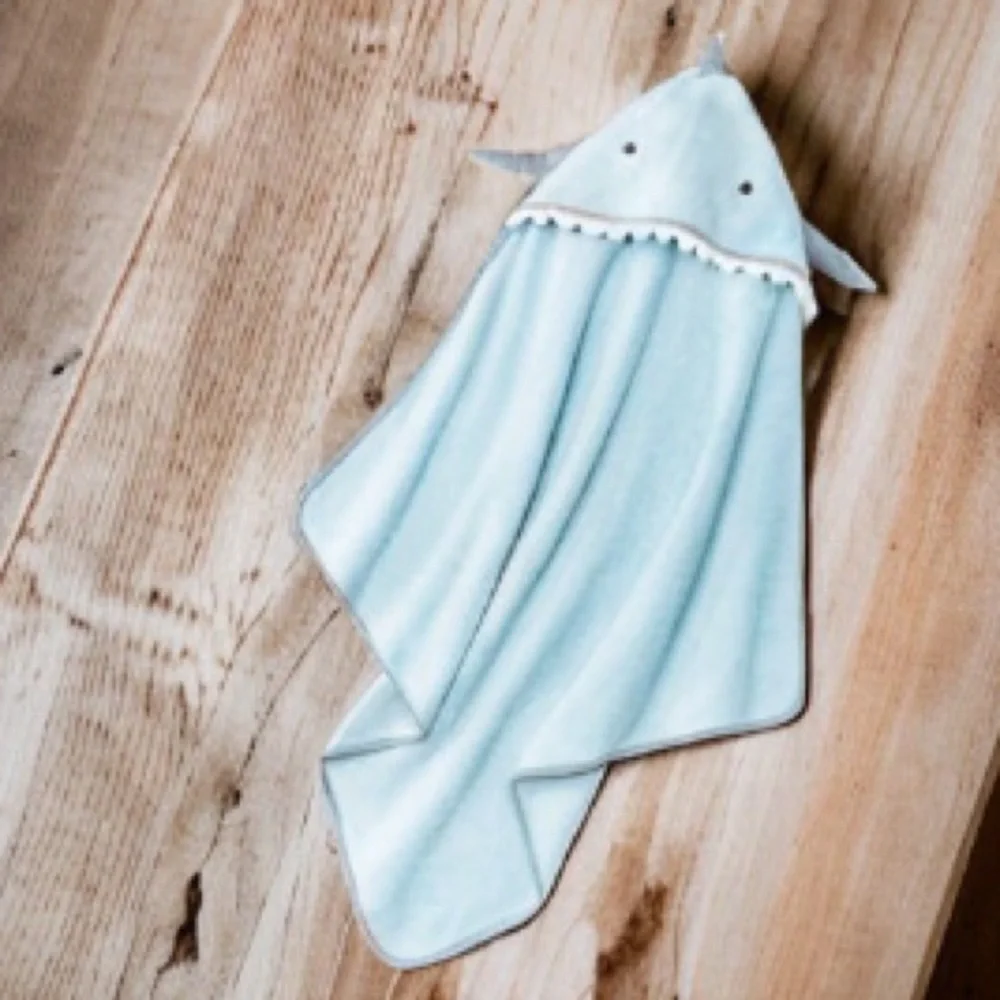 Cloud Island Blue Shark Hooded Bath Towel